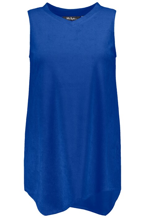 Top, cípový lem, A střih, výstřih do V, bez rukávů, froté