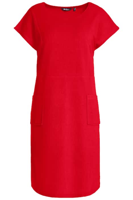 Froté šaty, tunikový výstřih, dělící šev, krátké rukávy