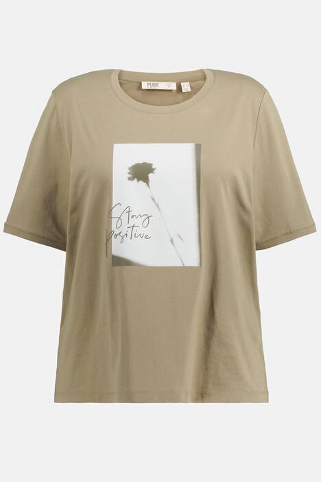 T-shirt z kwiatami, okrągły dekolt, krótkie rękawy, bio-bawełna