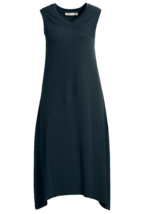 Midi šaty, ozdobný šev, výstřih do V, bez rukávů, biobavlna