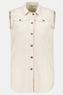 jeans gilet, overhemdkraag, franjes, mouwloos