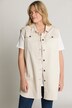 jeans gilet, overhemdkraag, franjes, mouwloos
