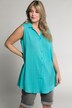 Crinkle Texture Button Front Tank Tunic Shirt