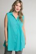 Crinkle Texture Button Front Tank Tunic Shirt