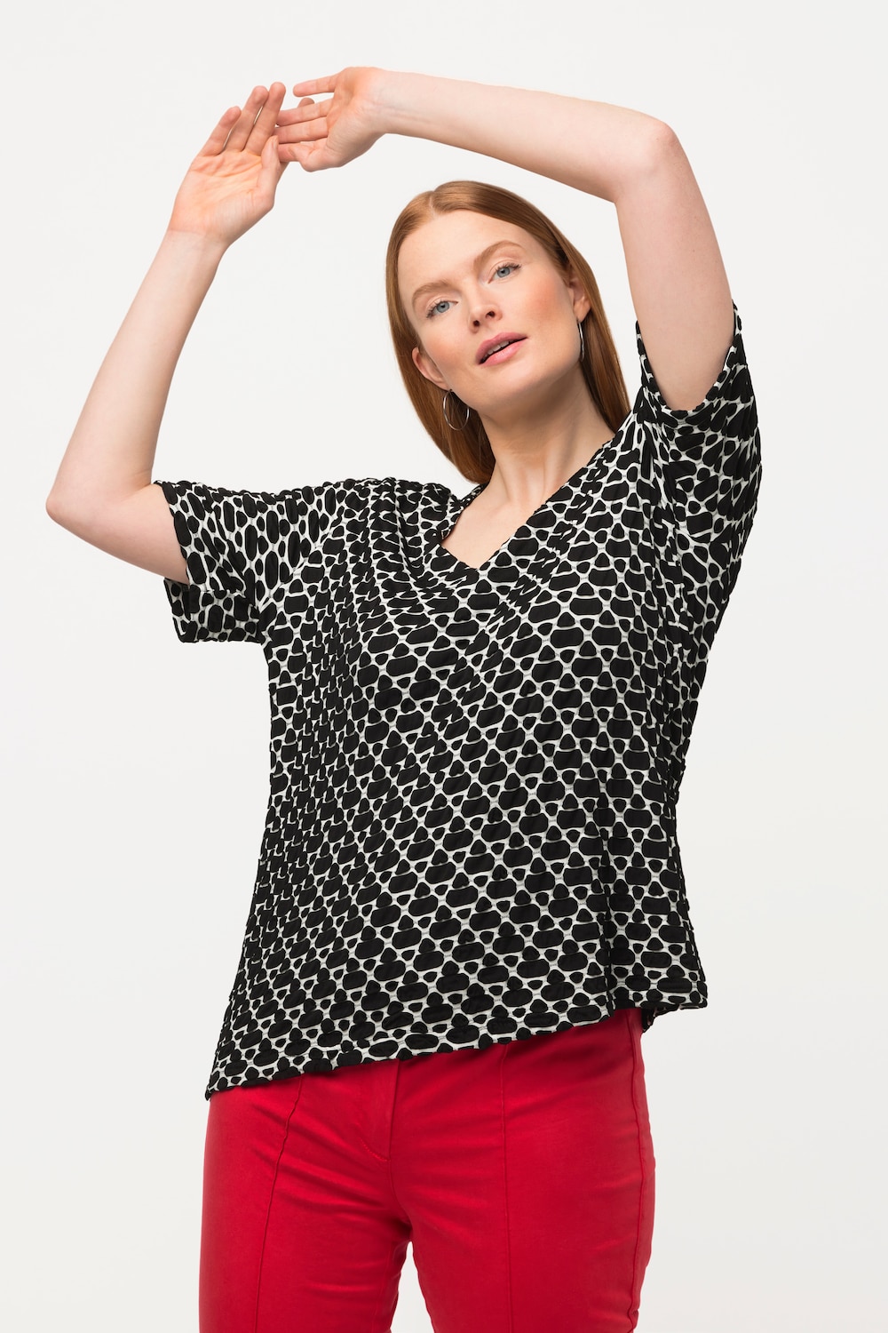 Grote Maten shirt, Dames, zwart, Maat: 42/44, Viscose/Polyester, Ulla Popken