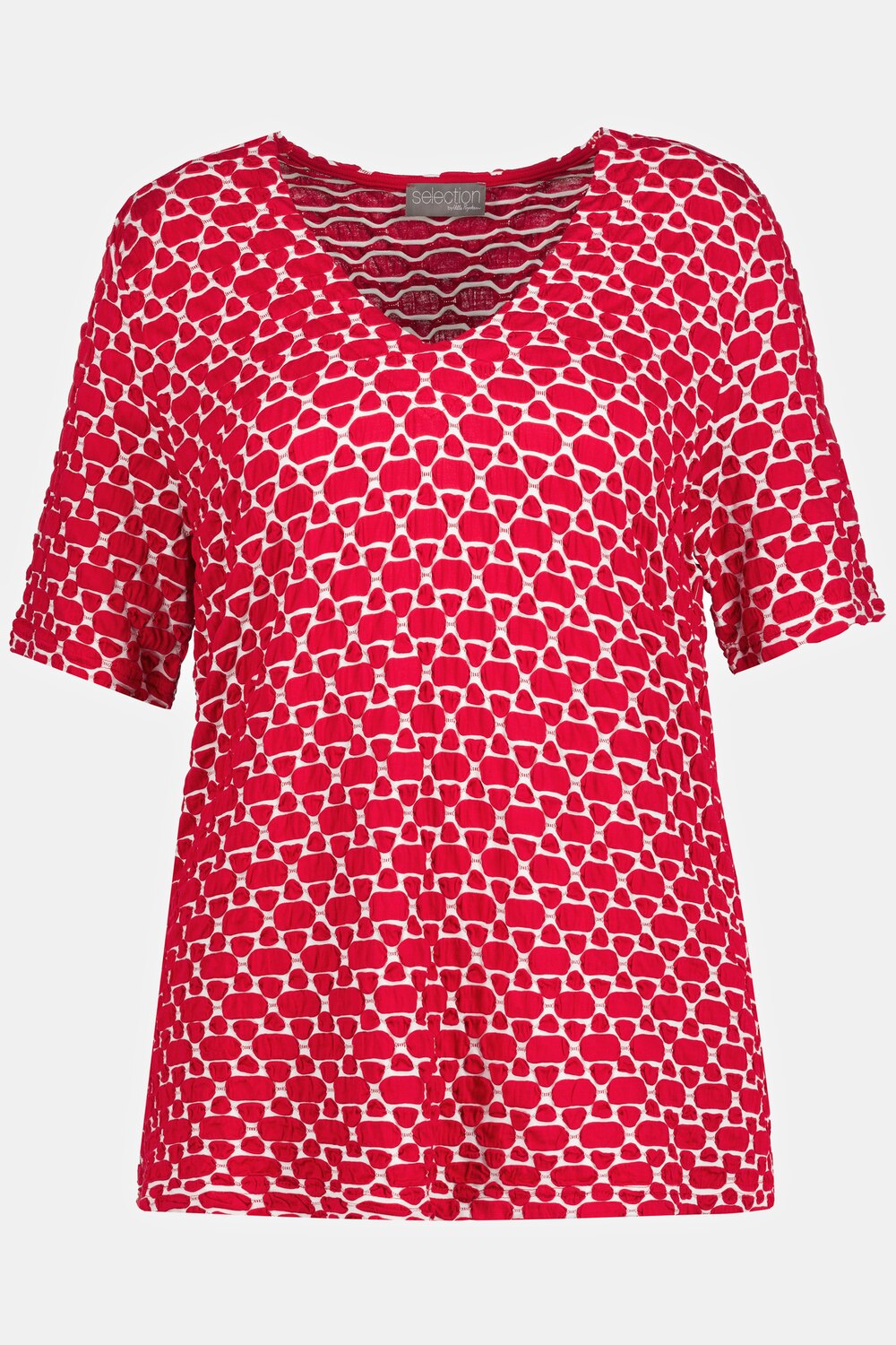 Grote Maten shirt, Dames, rood, Maat: 58/60, Viscose/Polyester, Ulla Popken