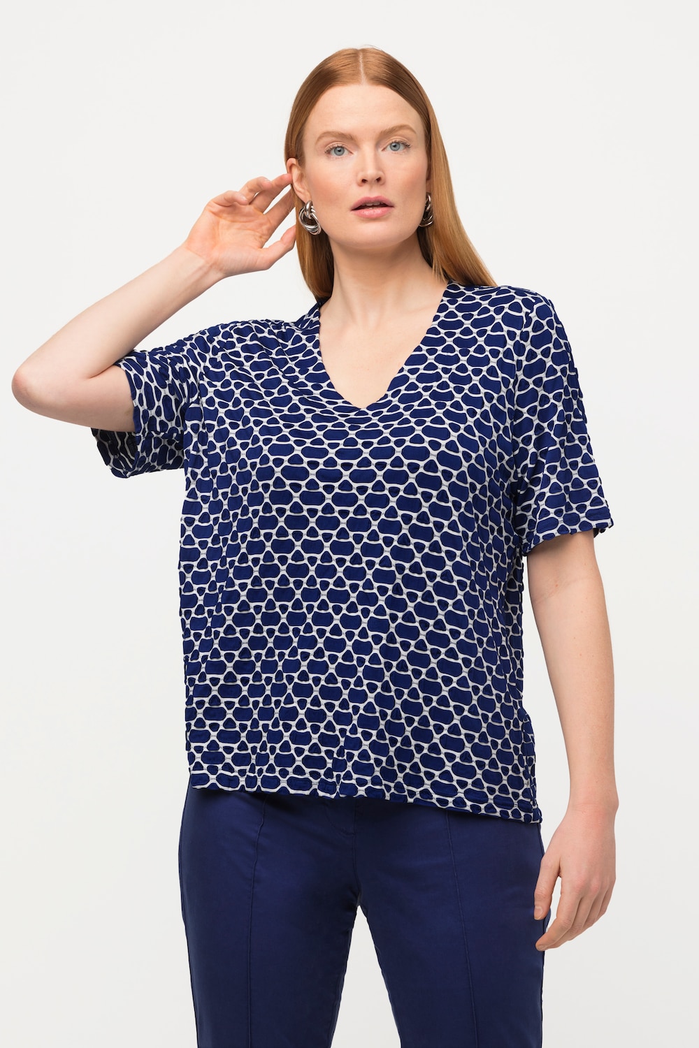 Grote Maten shirt, Dames, blauw, Maat: 46/48, Viscose/Polyester, Ulla Popken