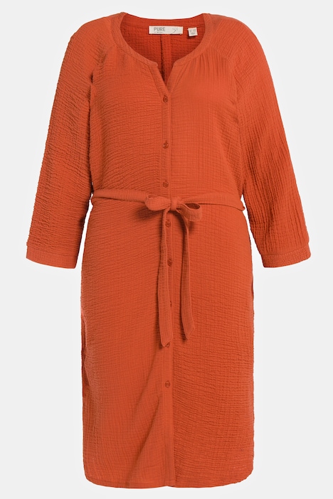Eco Cotton Bubble Texture Button Front Shirt Dress | all Blouses | Blouses