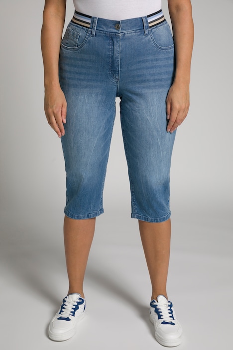 capri jeans gestreepte band, 5-pocket Capribroeken | Broeken
