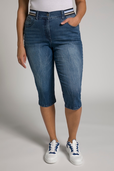 Stripe Elastic Slim Leg Sophie Fit Capri Stretch Jeans, Capri Pants