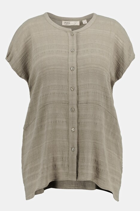 longline blouse, strepen met structuur, opstaande kraag, biologisch katoen