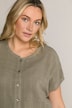 longline blouse, strepen met structuur, opstaande kraag, biologisch katoen