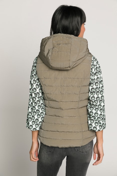 Wende-Steppweste, Kapuze, Zipper, ärmellos