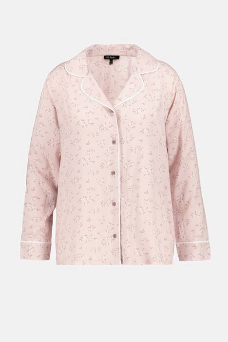 Pyjama, Blütenmuster, Piping, Reverskragen, Langarm