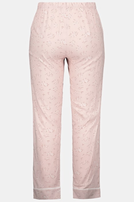 Pyjama, Blütenmuster, Piping, Reverskragen, Langarm