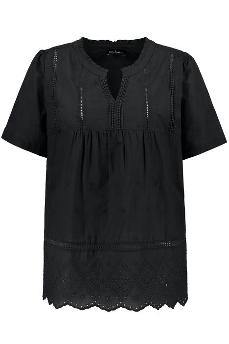 Halenka, volánový límec, děrovaná výšivka, krátké rukávy