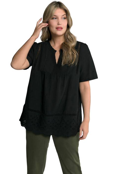 Halenka, volánový límec, děrovaná výšivka, krátké rukávy