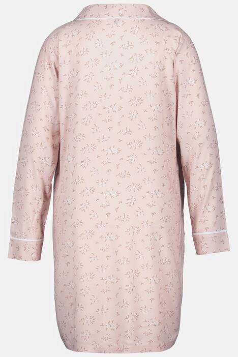 nattlinne, blommönster, pipings, kavajkrage, lång ärm