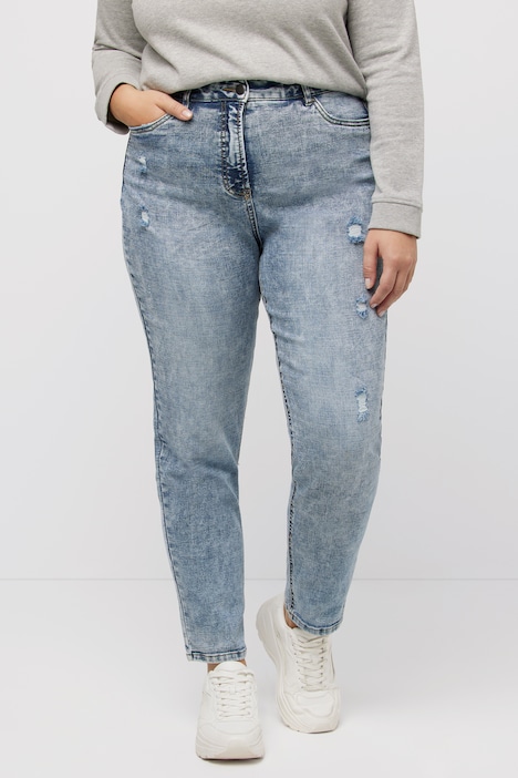 Mom-Jeans, Destroy-Effekte, 5-Pocket-Form, Komfortbund