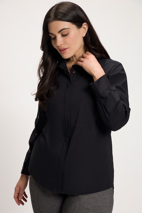 Button Placket Sleeve Stretch Tunic Shirt | all Blouses | Blouses