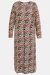 Jerseykleid, A-Line, Rundhals, Langarm, Leo Print