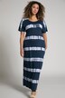 Tričkové šaty, batikované pruhy, kulatý výstřih, krátké rukávy
