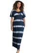 Tričkové šaty, batikované pruhy, kulatý výstřih, krátké rukávy