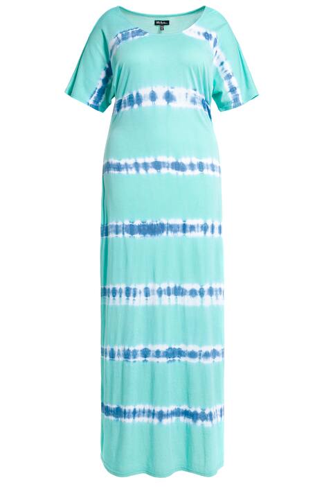 Tričkové šaty, batikované pruhy, kulatý výstřih, krátké rukávy