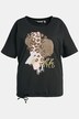 T-shirt ze skrzącym zwierzęcym motywem, oversized, okrągły dekolt, krótki rękaw