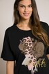 T-shirt ze skrzącym zwierzęcym motywem, oversized, okrągły dekolt, krótki rękaw