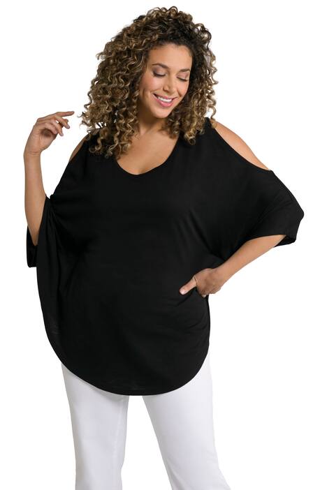 Tričko-kimono, A střih, průstřihy, kulatý výstřih, 3/4 rukávy