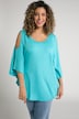 T-shirt w stylu kimono, trapezowy krój, wycięcia, okrągły dekolt, rękaw 3/4