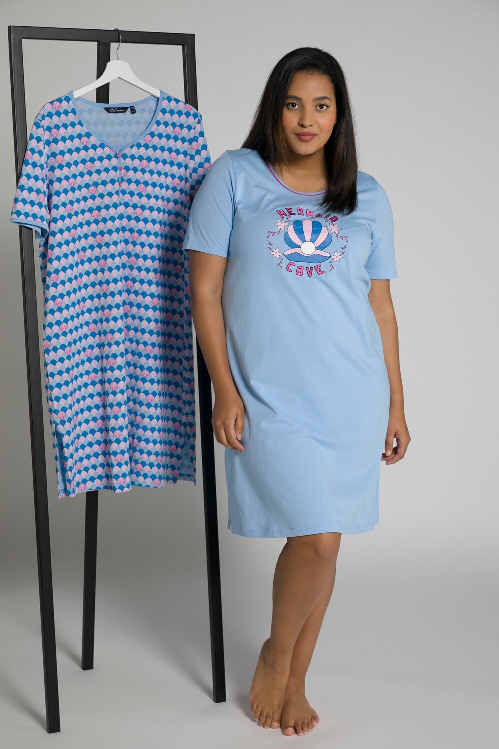 Grote Maten bigshirts, Dames, blauw, Maat: 66/68, Katoen, Ulla Popken Grote Maten bigshirts, Dames, blauw, Maat: 66/68, Katoen, Ulla Popken