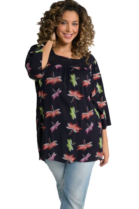 Tunika, vážka, A střih, hranatý výstřih, 3/4 rukávy