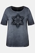 T-Shirt, Flockdruck, Rundhals, Halbarm, offene Kanten