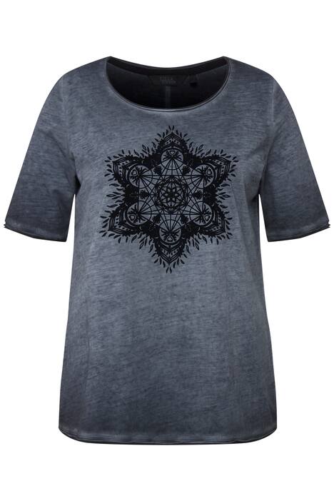 Tričko, vločkový potisk, kulatý výstřih, krátké rukávy, otevřené okraje