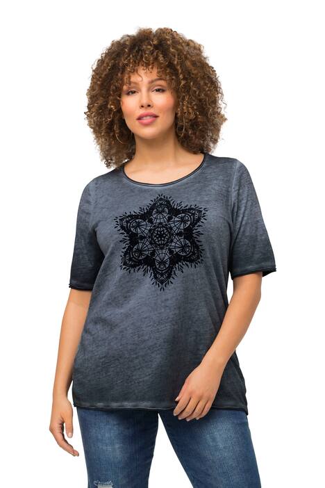 Tričko, vločkový potisk, kulatý výstřih, krátké rukávy, otevřené okraje