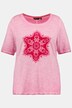 T-shirt, flocktryck, rund halsringning, halvlång ärm, råa kanter