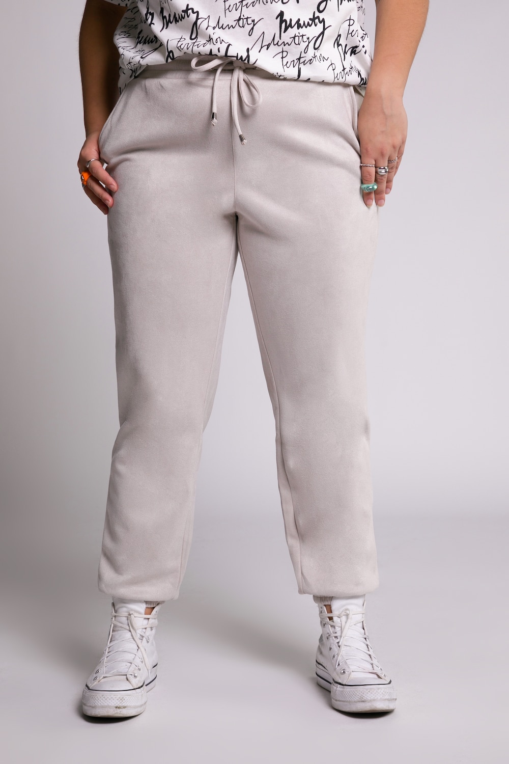 Grote Maten joggpants, Dames, beige, Maat: 52, Polyester, Studio Untold