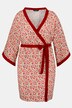 Kimono, fleurs, col châle, lien à nouer