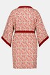 Kimono, fleurs, col châle, lien à nouer