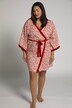 Kimono, fleurs, col châle, lien à nouer