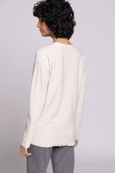 Pullover, V-Ausschnitt, Langarm, Feinstrick