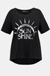 T-shirt ze słońcem, oversized, okrągły dekolt, krótkie rękawy a la nietoperz