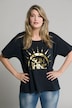 T-Shirt, Sonne, Oversized, Rundhals, Fledermaus-Halbarm