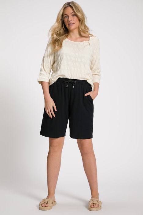 Eco Cotton Slub Yarn Elastic Waist Knit Bermuda Shorts | Shorts | Pants