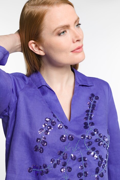 Sequin Accent Linen Shirt | Tunics | Blouses