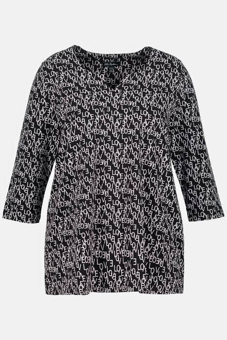 Shirt, LOVE, A-Linie, Tunika-Ausschnitt, 3/4-Arm