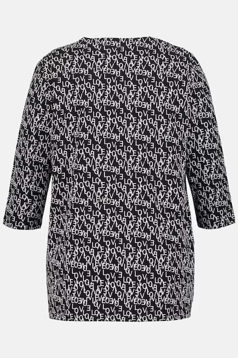 Shirt, LOVE, A-Linie, Tunika-Ausschnitt, 3/4-Arm