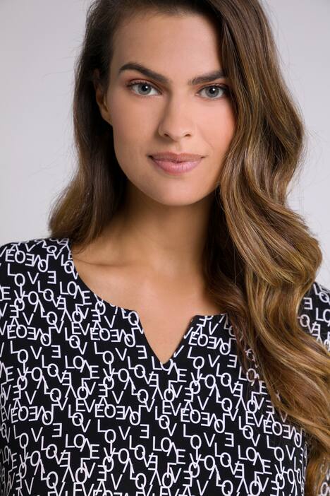Shirt, LOVE, A-Linie, Tunika-Ausschnitt, 3/4-Arm